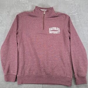 League Harvard University Triblend Sweats 1/4 Zip Pullover Maroon‎ Mens Small